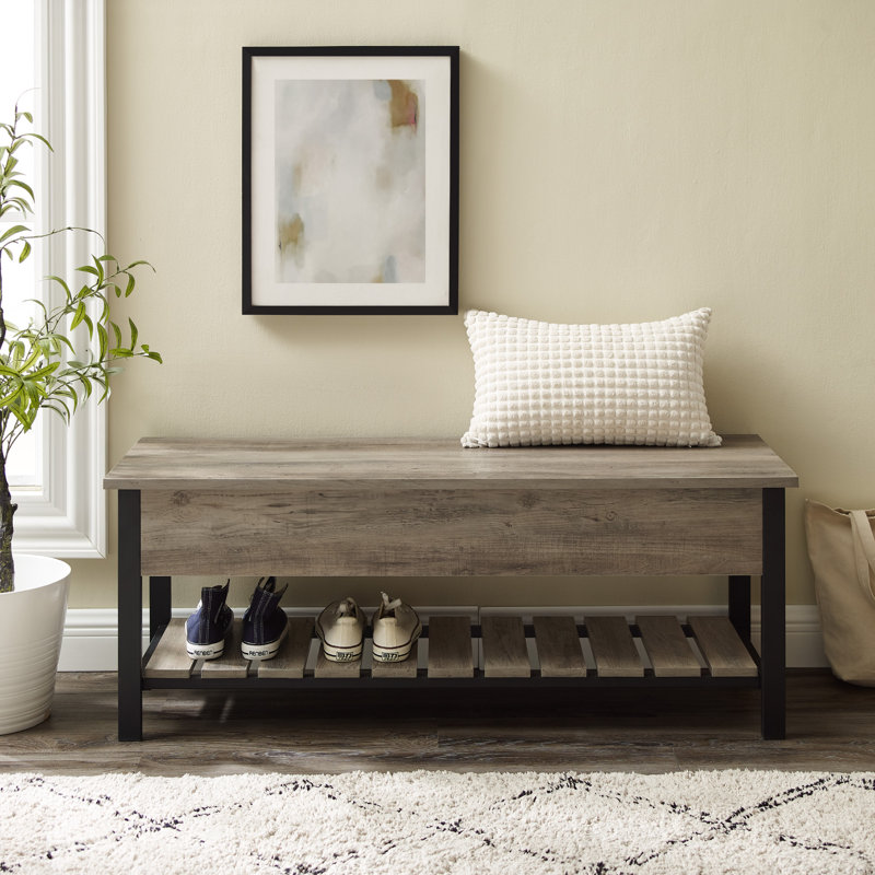 Bennett Storage Bench, Grey Wash