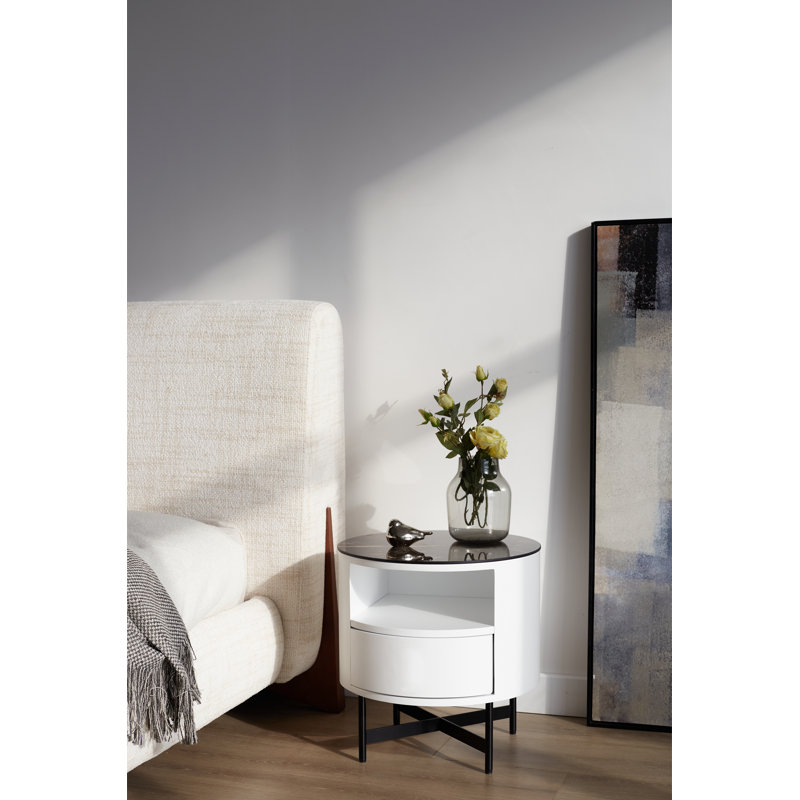 Anemarie 45cm W Metal Bedside Table, White