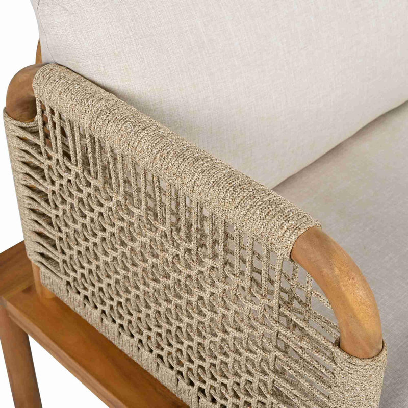 Ensemble de canapé d'extérieur 3 pièces en bois d'acacia et corde