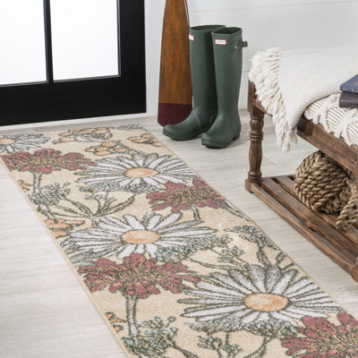 Tapis jaune / ivoire / rouge Dizi