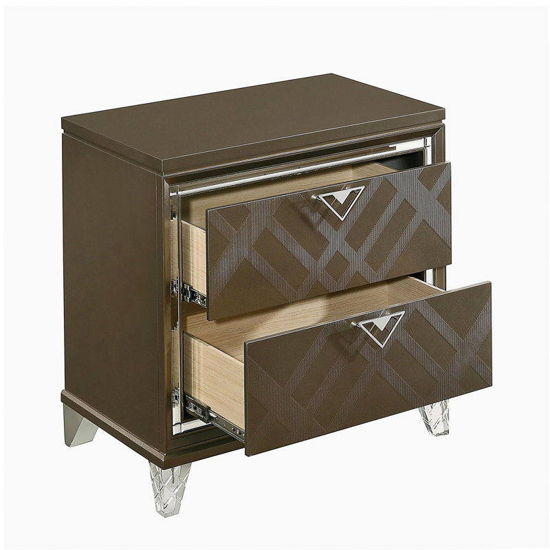 Deep Champagne 2 drawer bedside table