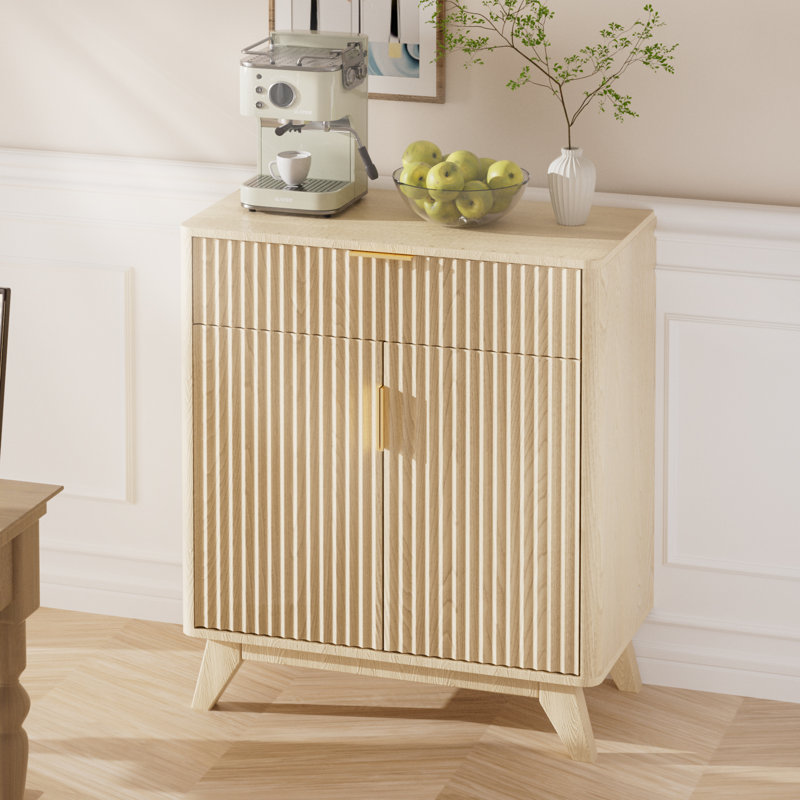 Modern Fluted Storage Cabinet With Drawer and Adjustable Shelf
