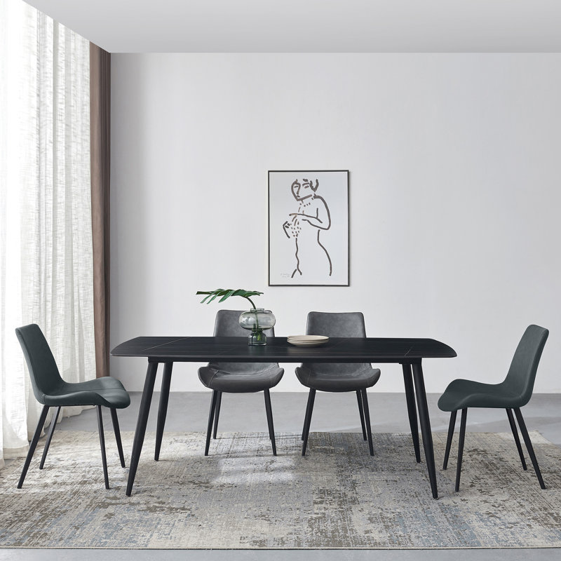 Ensemble repas pour 6 personnes, Noir, H 29,5 po x L 70,8 po x l 35,4 po, 7