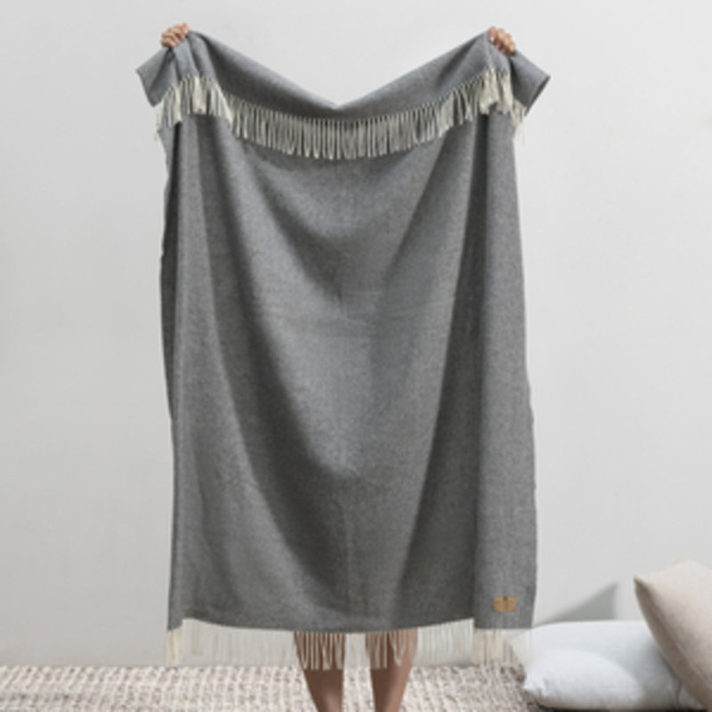Pinstripe Cashmere/Lambswool Throw, Slate