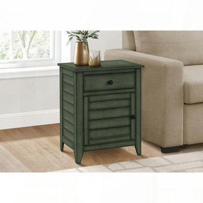 Table d'appoint avec tiroir de rangement et armoire - Placage vert antique