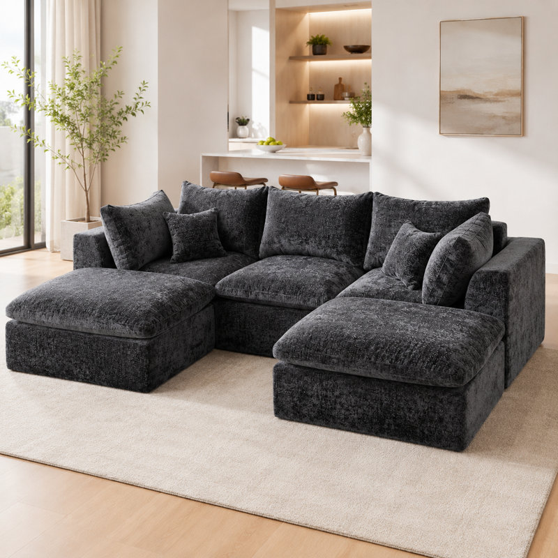Canapé modulaire 111 po, Gray Chenille