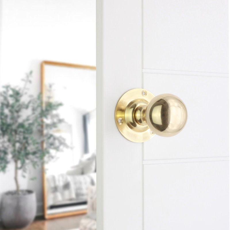Ball Door Knob, Polished Brass