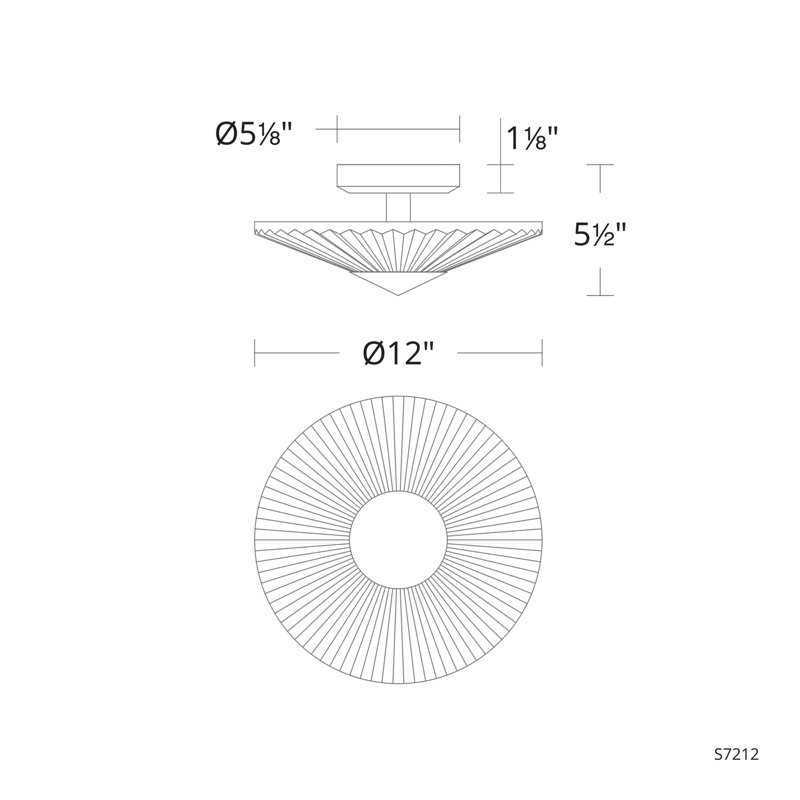 Origami Crystal LED Semi Flush Mount, Aged Brass, 5.5" H x 12" W x 12" D