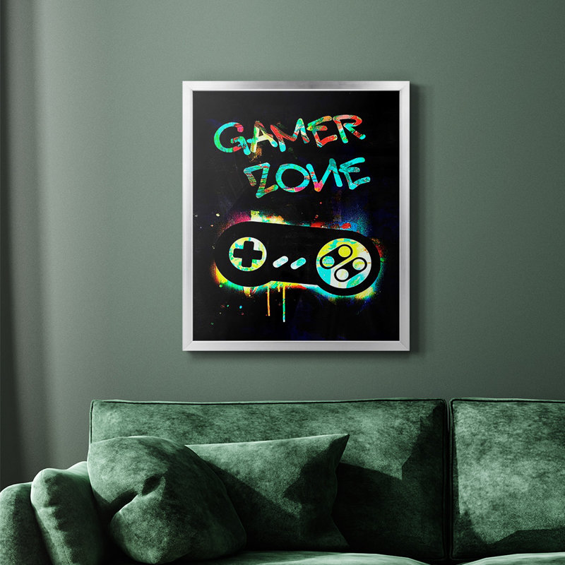 Toile encadrée Gamer Tag IV - prête à être accrochée, Argent, H 24 po x l 20 po