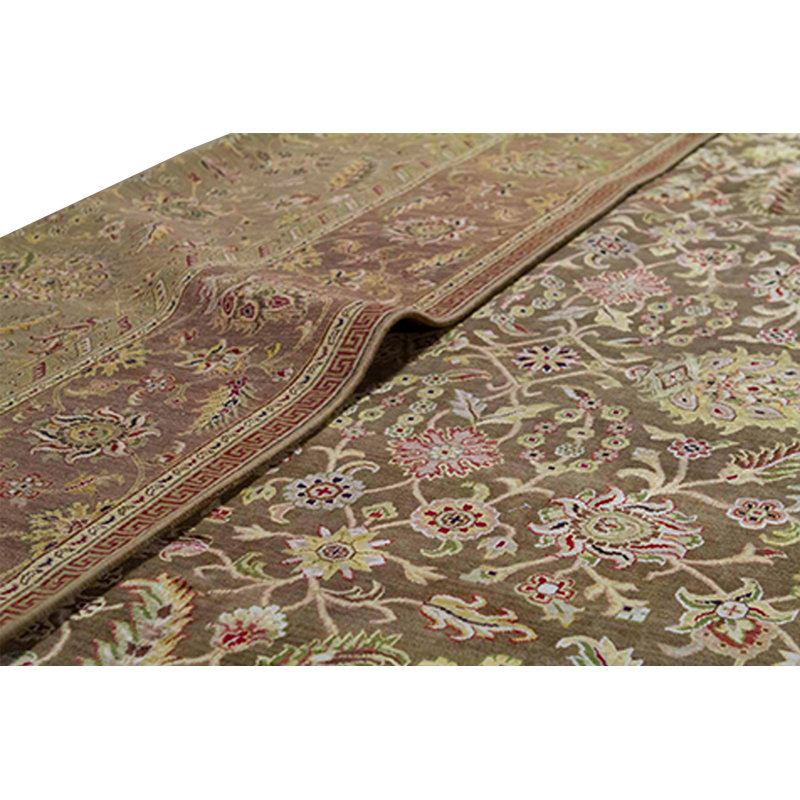 Tapis brun et beige de haute qualité noué à la main