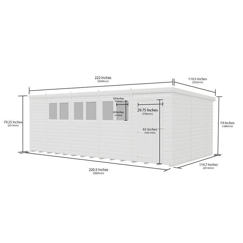 19x10 Pent Composite Shed