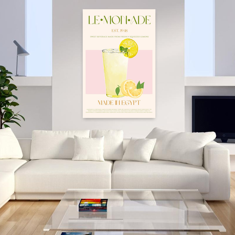 Égyptien, limonade, rafraîchissement, rétro, fruit rétro, art mural, 48" H x 32" W