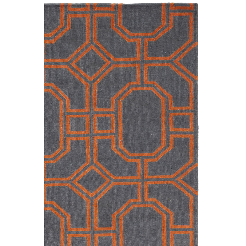 Rodgers Hand Woven Flat Weave Wool Geometric Rug, Rectangle 5' x 8'