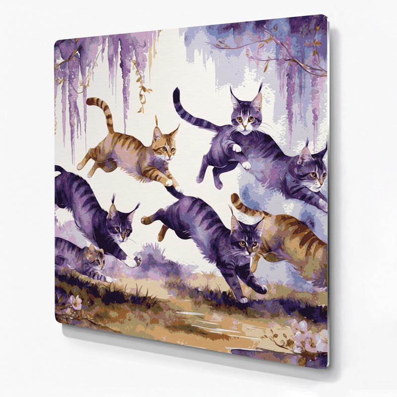 Art mural en métal «Chats kurilian Bobtail» beige, H 144 po x l 144 po x P 0,05 po