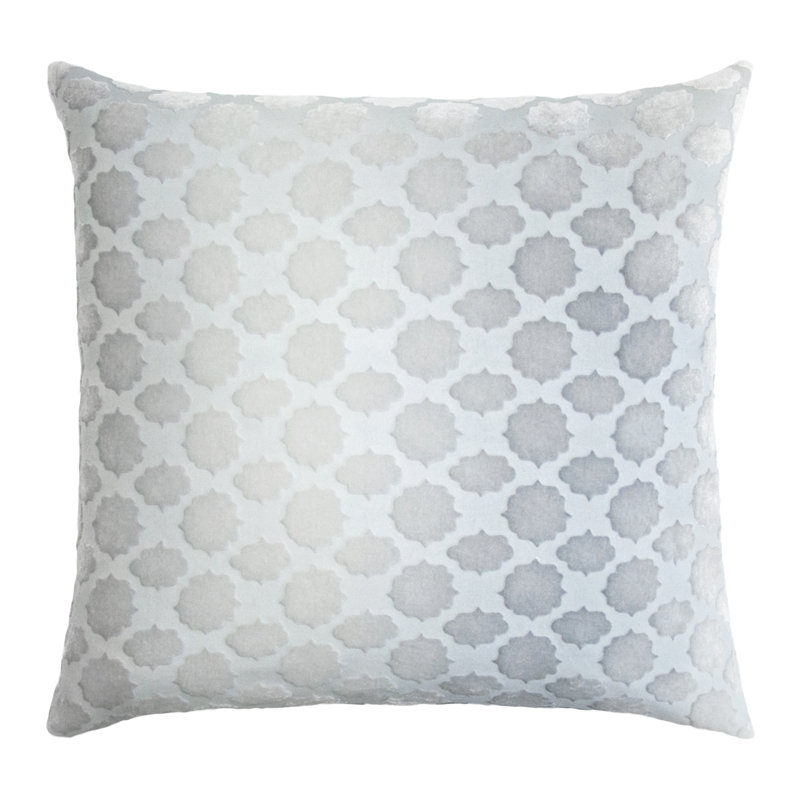 Mod Fretwork Geometric Velvet Reversible Throw Pillow, 18" x 18", Peacock