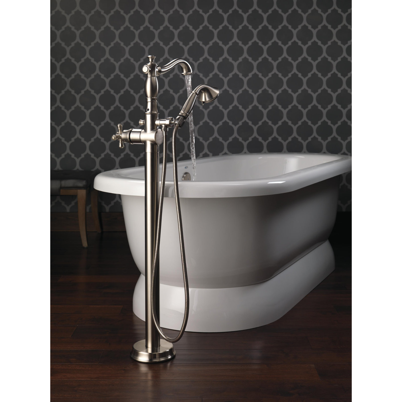 Cassidy™ Floor Mounted Clawfoot Tub Faucet Trim, Brilliance Stainless