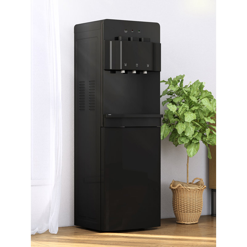 Bottom Loading Water Dispenser with Hot/Cold & Room Temp Settings (50F Ice-Cold & 203F Steamless Hot),Energy-Efficient Design for Home/Office,Quiet Operation, Safety Lock,Sleek Black/White Finish