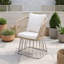 Chaise de salle à manger d'extérieur avec structure en acier, coussin et dossier haut pour patio, balcon ou bord de piscine