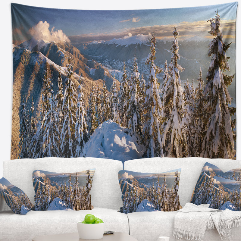 Paysage, paysage d'hiver, Carpates, vue panoramique, tapisserie, H 78 po x l 92 po