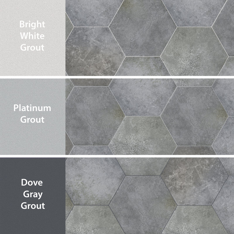 Heritage Hex 7" x 8" Porcelain Stone Look Wall & Floor Tile, Shadow