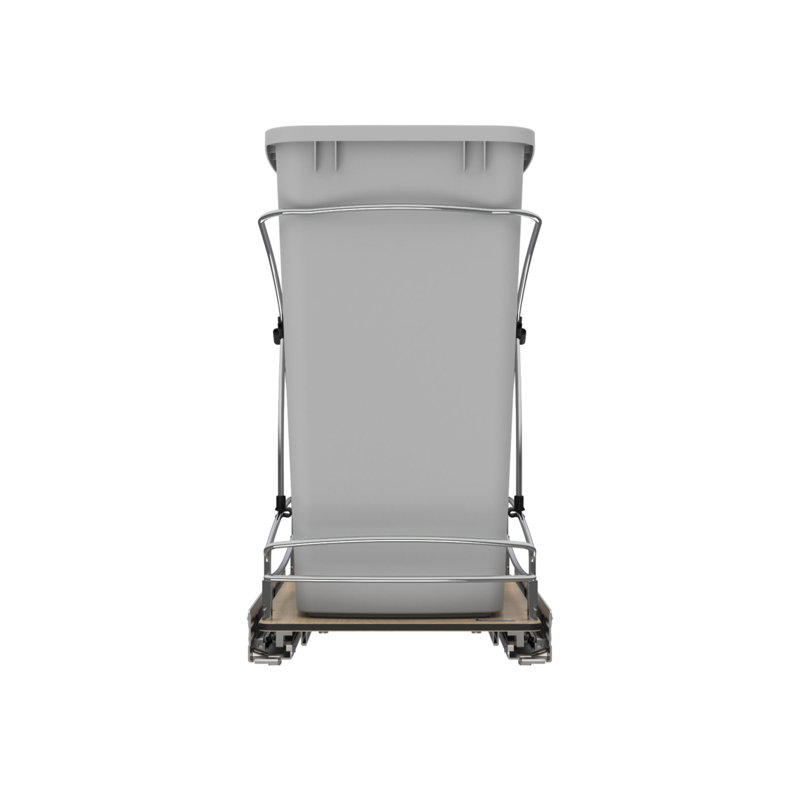 Gray Plastic Single Pull-Out Trash Container with Soft-Close Slides