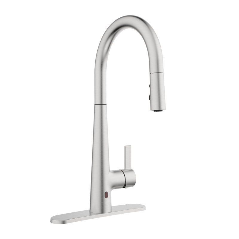Robinet de cuisine à poignée simple sans contact Belanger avec technologie Magik et douchette latérale Belanger