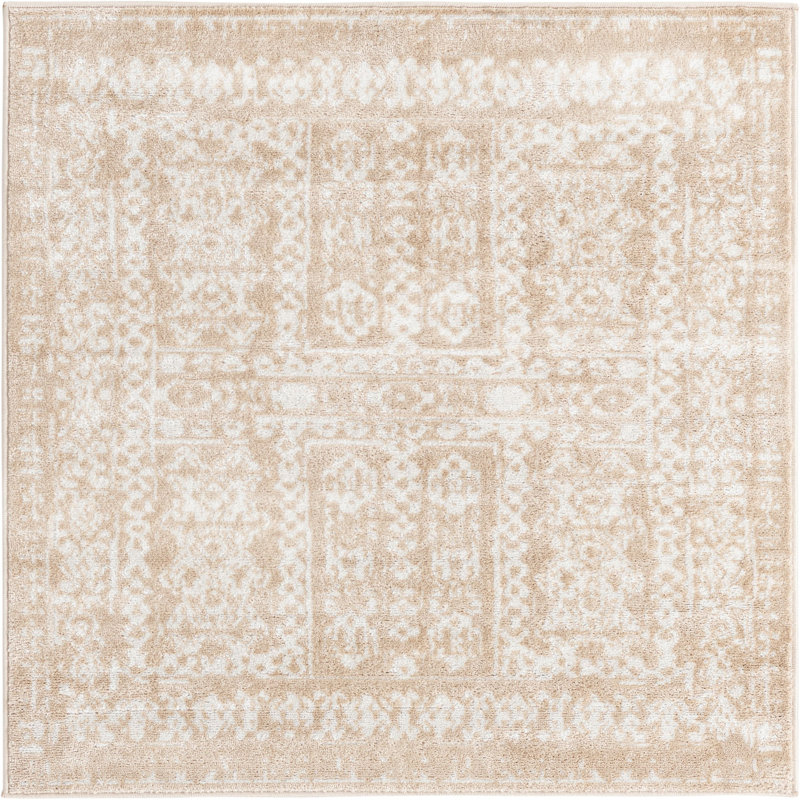 Tapis beige contemporain Micsunel, Carré 4 pi
