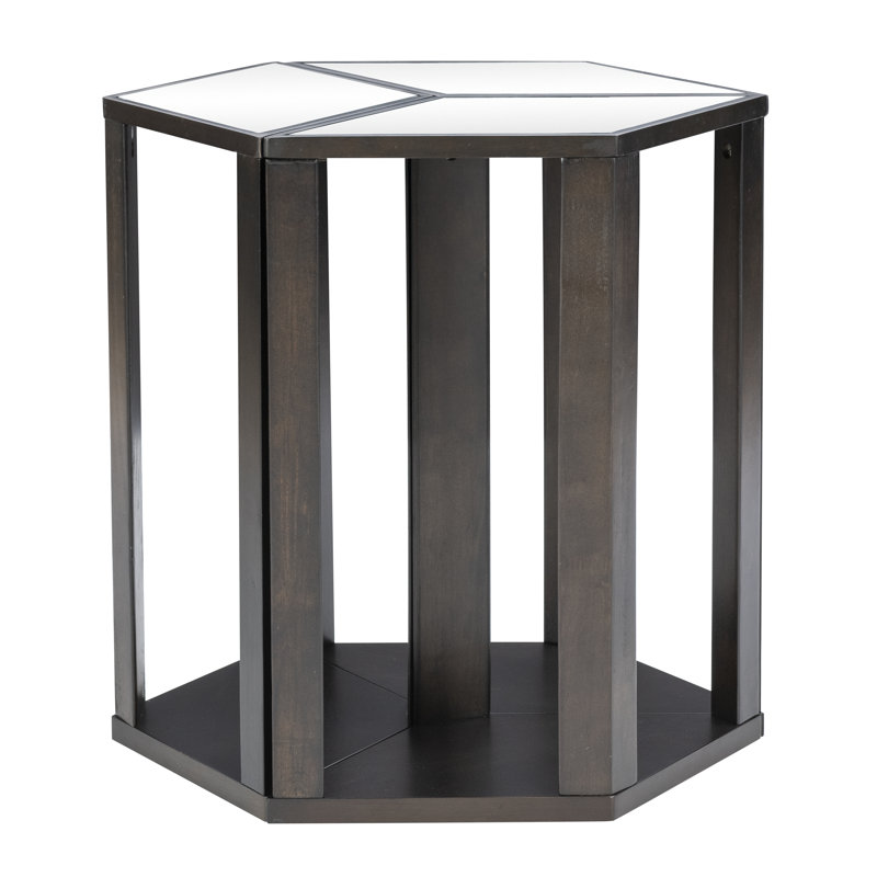 Siobhan Mirrored Glass Top End Table Set, Brown