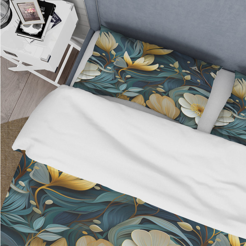 Ensemble de housse de couette Jungle Tropical Plams Composition II, Housse de couette simple + 1 taie décorative stan