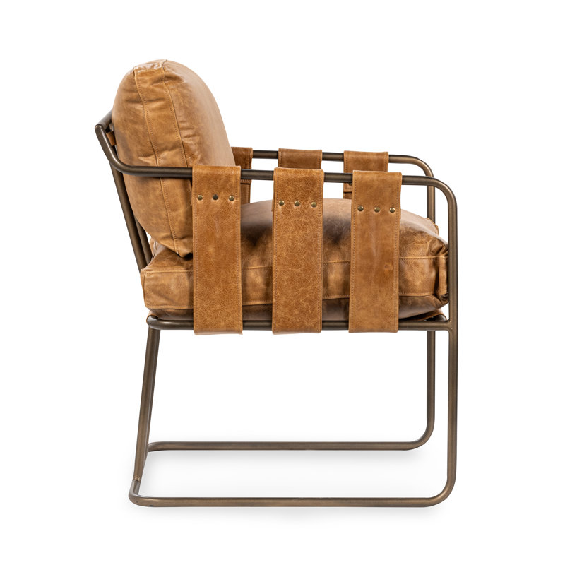 Strapling Leather Dining Chair, Chestnut