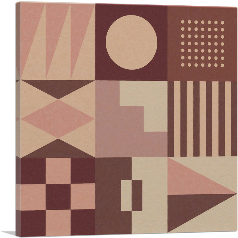Mid-Century Modern Geometric Composition - Impression sur toile tendue, H 18 po x l 18 po x P 0,75 po