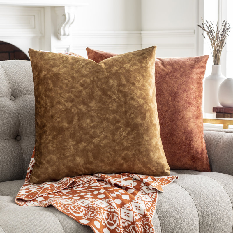  Housse de coussin décoratif 20 po, Brun foncé / brun clair