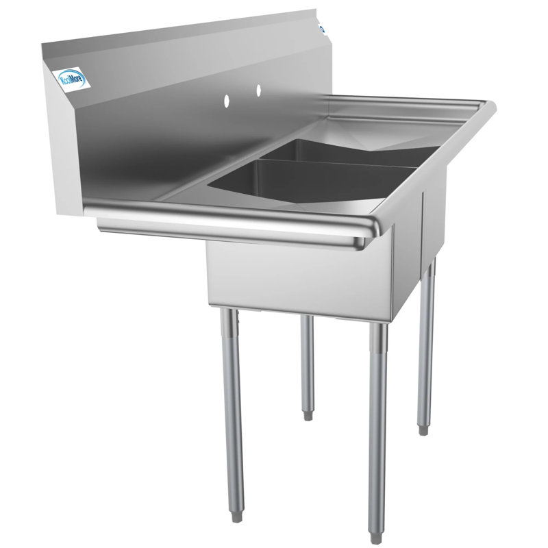 56.1'' L x 22'' W Silver Freestanding Service Sink