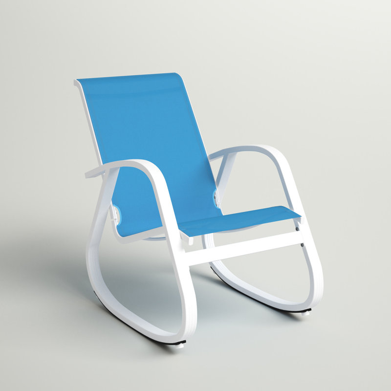 Chaise berçante d'extérieur en métal , Bleu