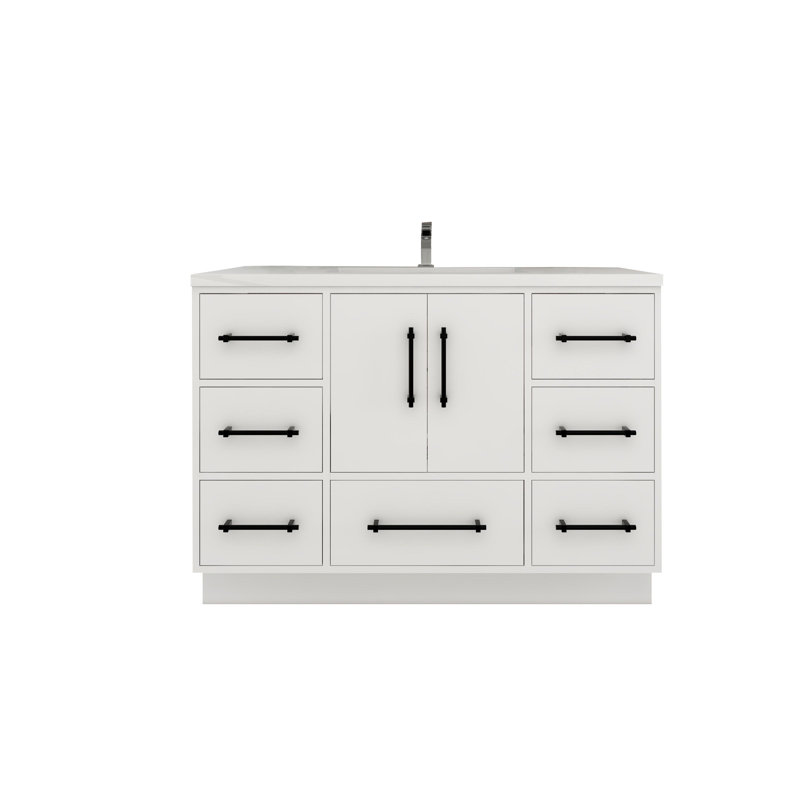 Victoria 47.2'' Single Bathroom Vanity with Acrylic Top, Gloss White