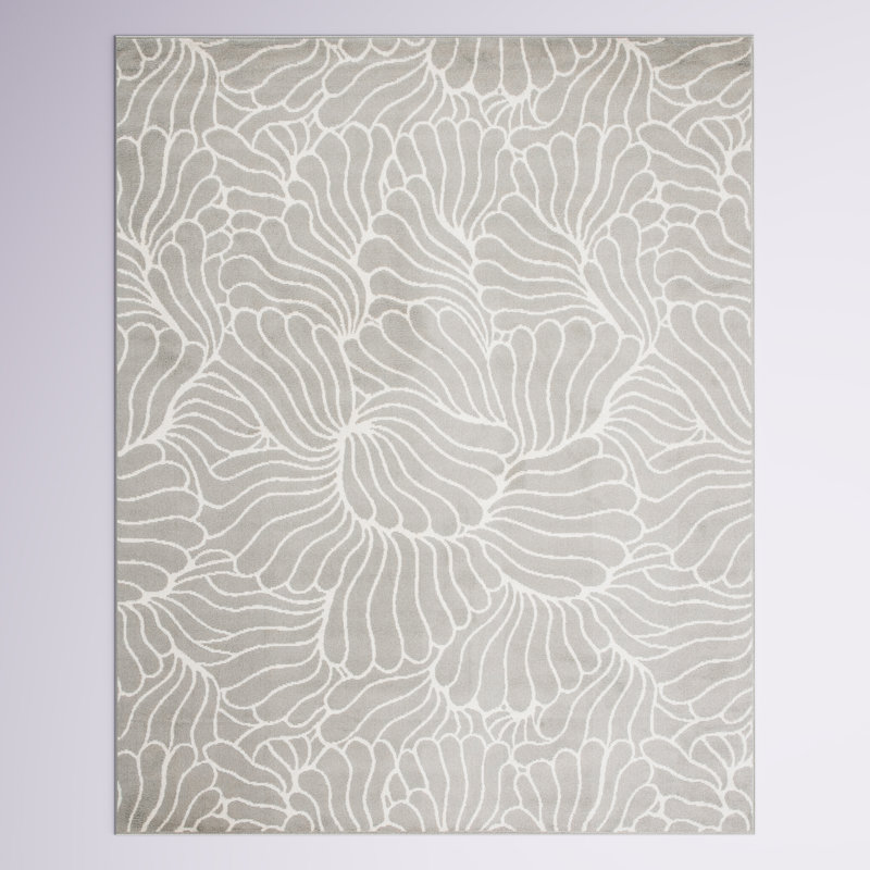 Tapis abstrait gris / ivoire Amaya, Rectangle 9 pi x 12 pi