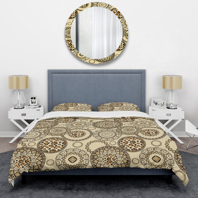 Ensemble de housse de couette en microfibre crème / brun 3 pièces