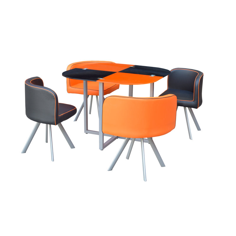 Rowlands 4 - Person Dining Set, Orange/Black