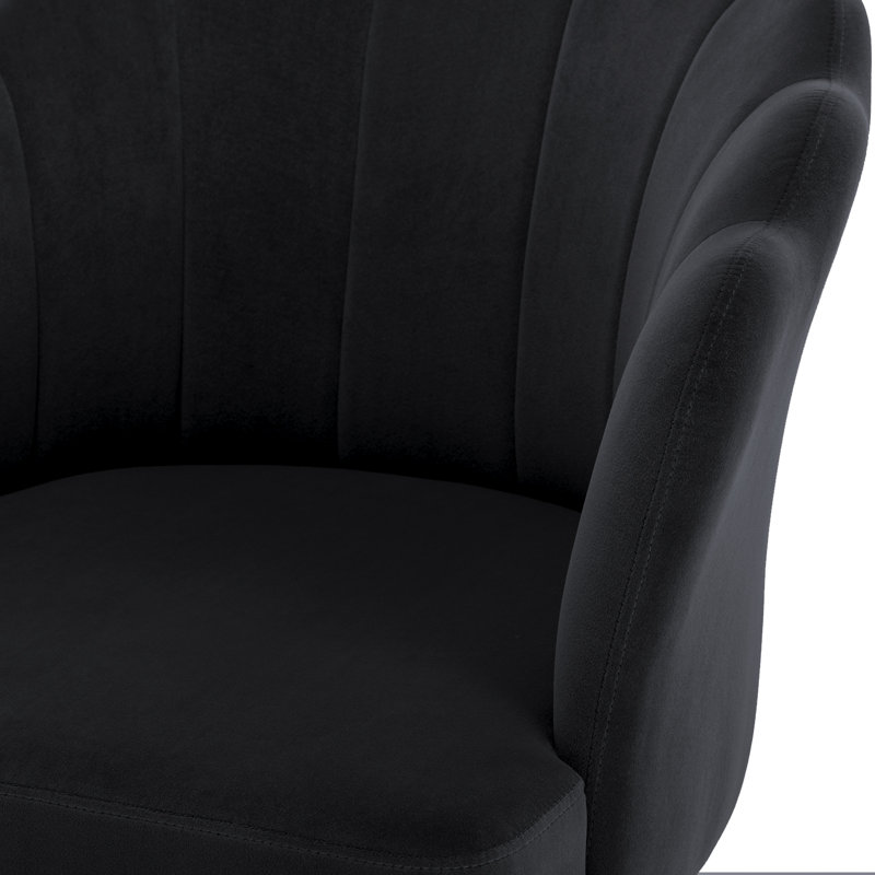 Fauteuil demi-tonneau 26,75 po, Velours noir