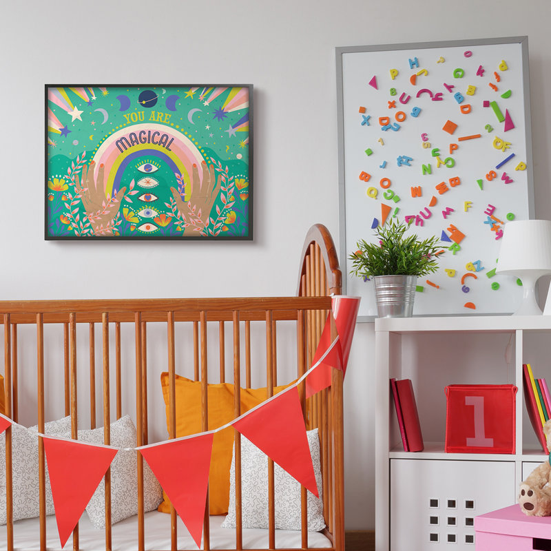 You Are Magical Expression Rainbow Under Constellations, H 24 po x l 30 po x P 1,5 po, Giclée encadrée noir minuit