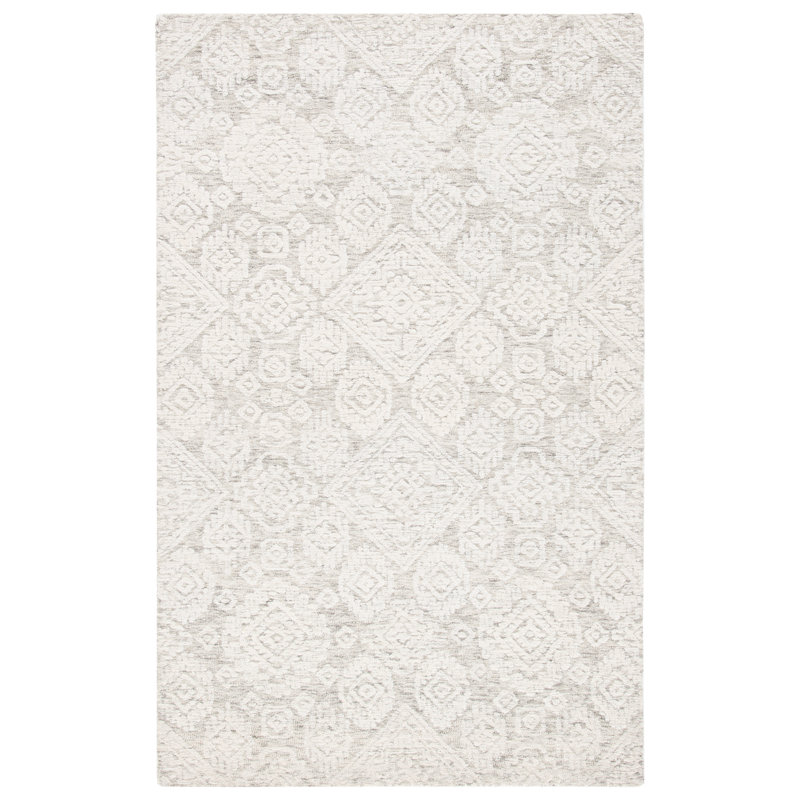 Metro Hand Tufted Indian Wool And Cotton With Latex Geometric Rug, Rectangle 3' x 5'