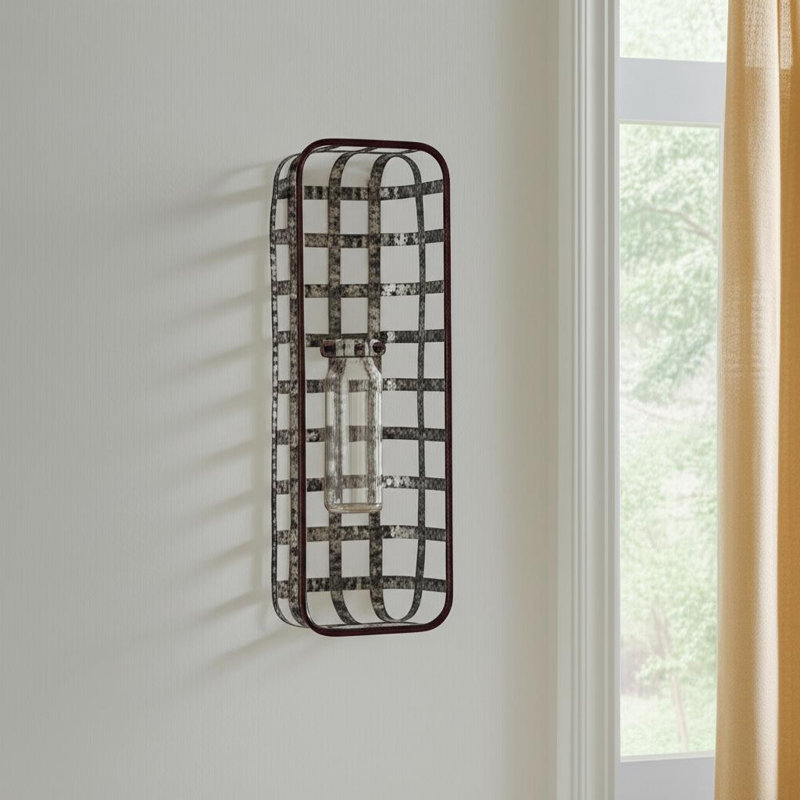 Vase mural en verre transparent et noir 17 po