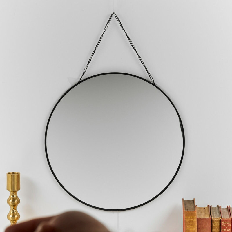 Adalheida Metal Flat Wall Mirror, Black