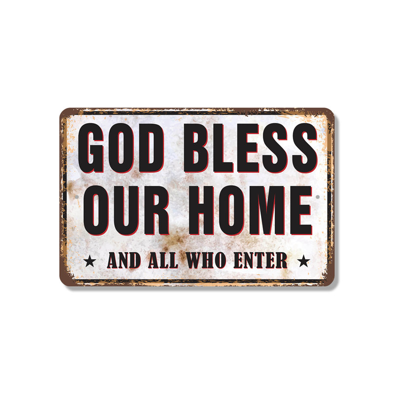 God Bless Our Home Street 10 Inch x 14 Inch Plastic Sign
