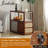 Mid-Century Modern Rattan Side Table With Glass Top And Storage, Walnut