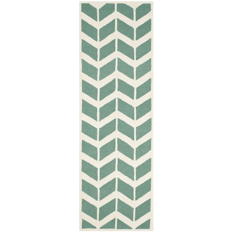 Deedgra Hand Tufted Wool Chevron Rug, Runner 2'6" x 8'