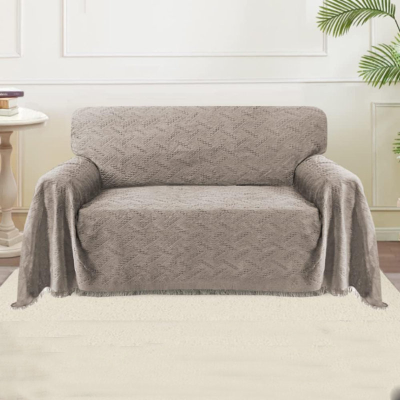Box Cushion Sofa Slipcover, Sand, 180cm H x 260cm W