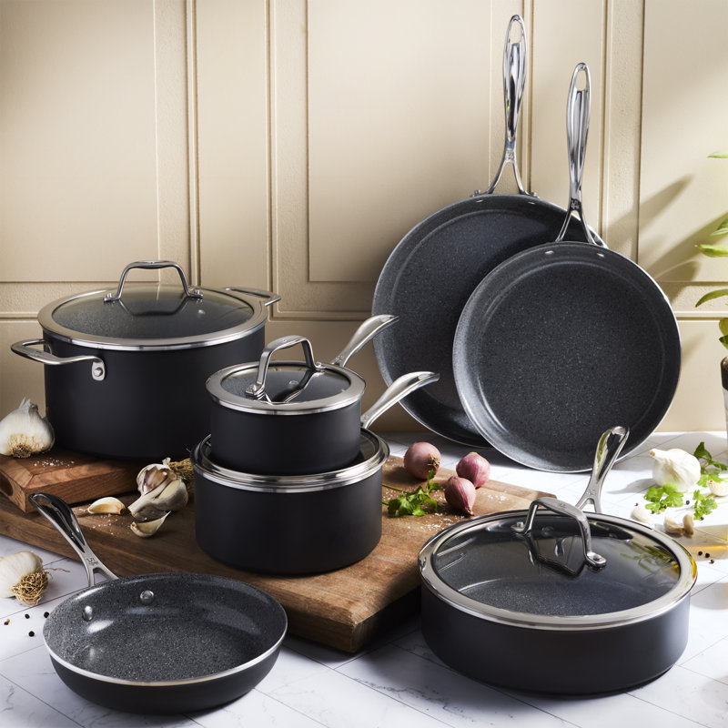 HENCKELS Capri Cookware Set Grey 11 Piece, Aluminum