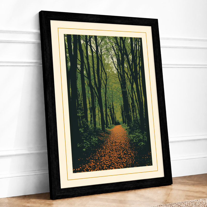 Path Through the Forest Scandinavian - Framed Print, A1 - 84.1 x 59.4 cm, Black
