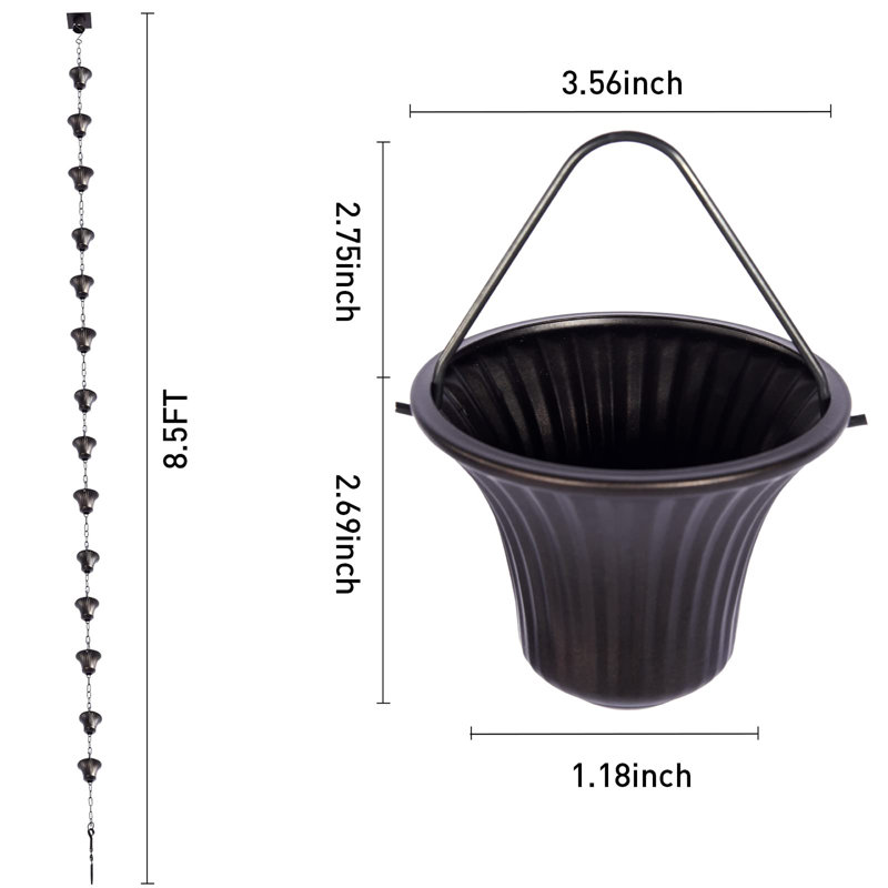 Chaîne de pluie pour gouttières avec adaptateur